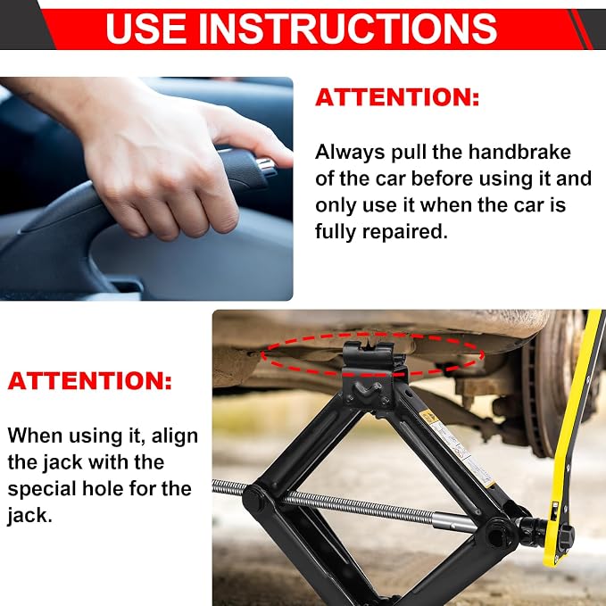 Car Jack Kit - Scissor Car Jack Max 2 Ton Capacity Portable Emergency Tire - Image 9