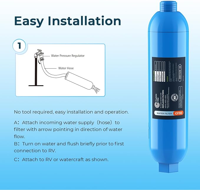 CRYSTALA RV/Camper Water Filter, Inline Water Filter Effectively Reduces Bad - Image 4
