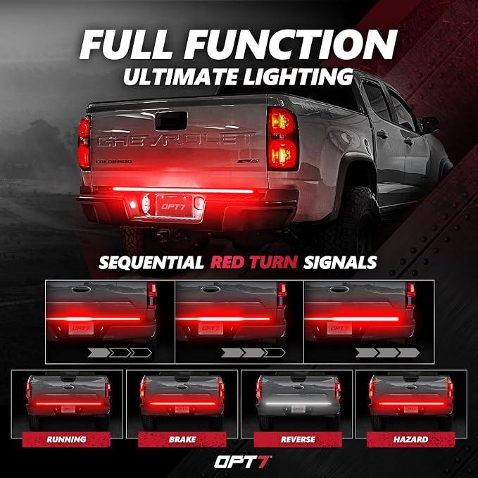 OPT7 48" Redline Triple Row LED Tailgate Light Bar w/Sequential RED Turn Signal - Image 2