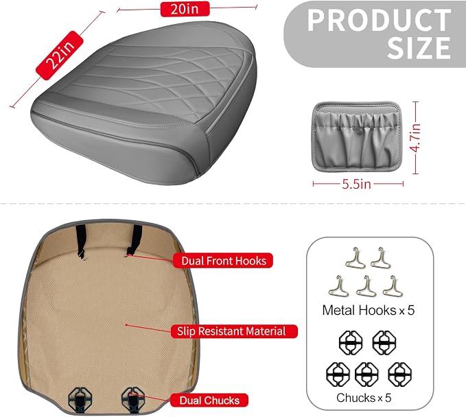 2 Pack Leather Front Car Seat Cover Bottom Car Seat, Universal Anti-Slip Driver - Image 2