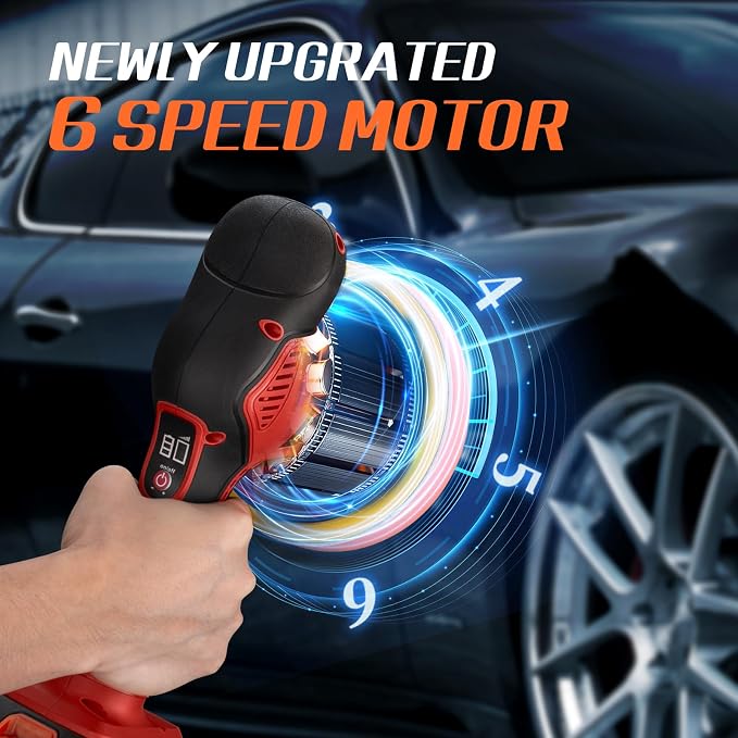 Cordless Car Buffer Polisher w/ 2x2000mAh 21V Batteries, 6 Inch Car buffer - Image 4