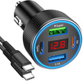 Car Charger with USB C Cable, 78W 4 Port Car Phone Charger Adapter Fast Charging by HOME