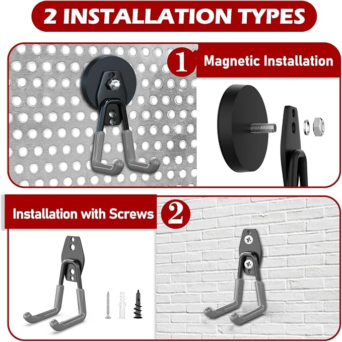 3-H Heavy Duty Magnet Garage Hooks 4 Pack, Large Strong Magnetic Hooks - Image 6