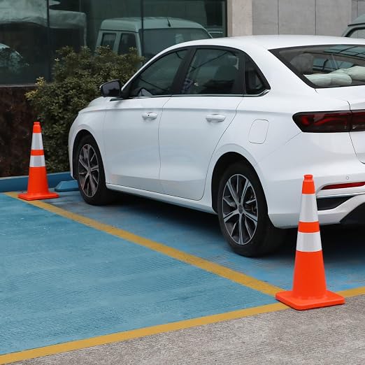Overall Fluorescent Orange Red Integrated Traffic Cones, Road Cones - Image 7