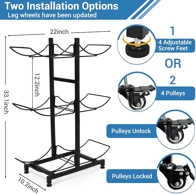 5 Gallon Water Jug Holder with 4 Wheels, Movable Heavy Duty Foldable Water Jug - Image 5