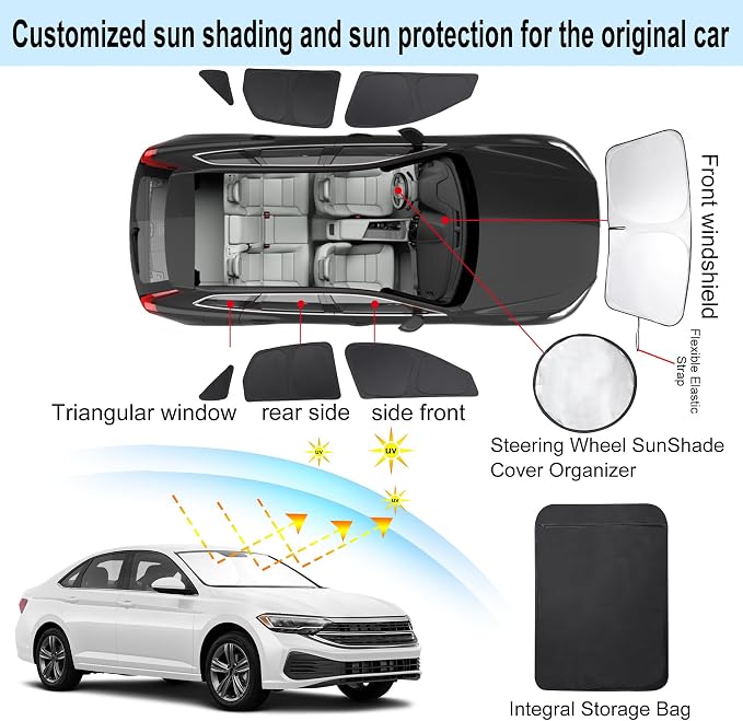 TINGLU Window Shades for Volkswagen VW Jetta 2019-2024 2025 Accessories Car - Image 3