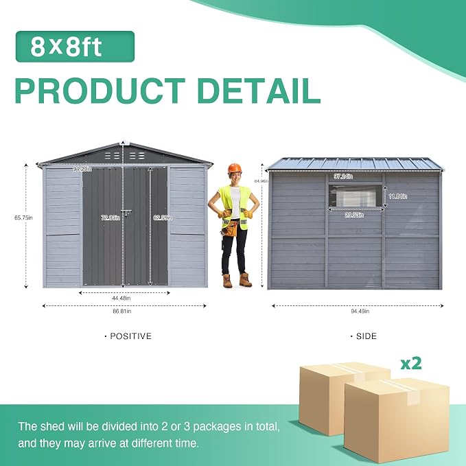 MyVoice 8x8 FT Wooden Outdoor Storage Shed - Image 2