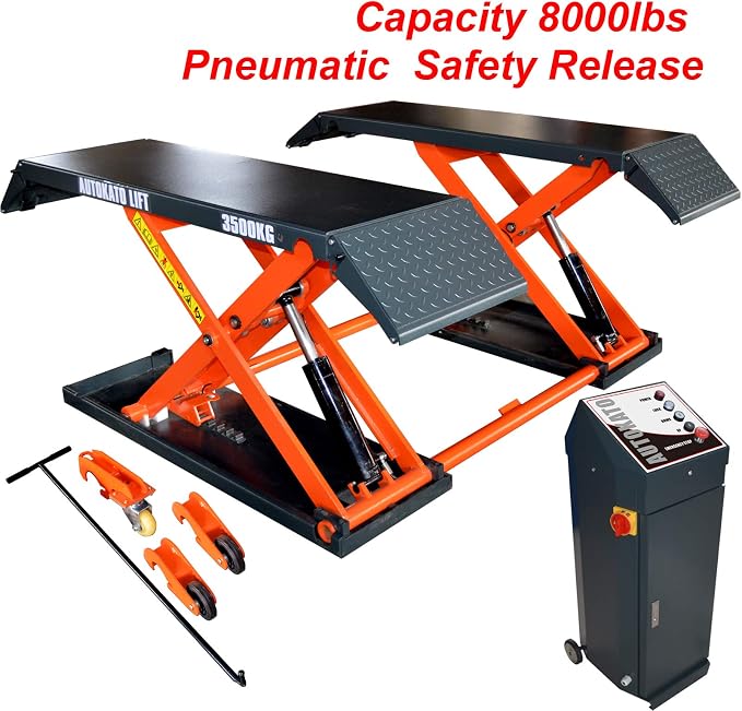 Mid Rise Scissor Lift 8000lbs Penumatic Release Auto Lift 220V/1PH Automotive - Image 2
