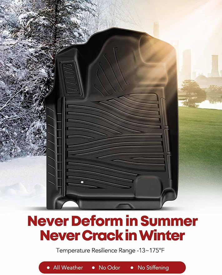 YHTAUTO Floor Mats Fit 2012-2013 Toyota Tundra CrewMax Cab, TPE All Weather Car - Image 8
