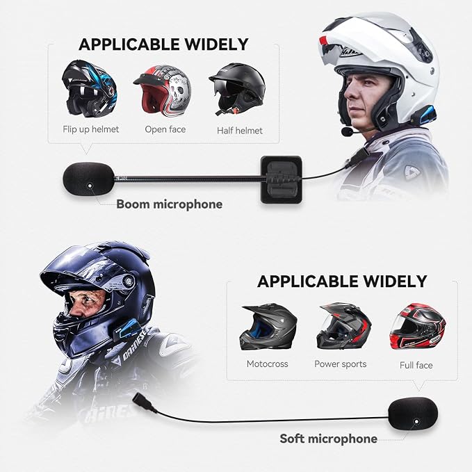 LEXIN B4FM Motorcycle Bluetooth Headset, 10 Riders Helmet Bluetooth Intercom - Image 8