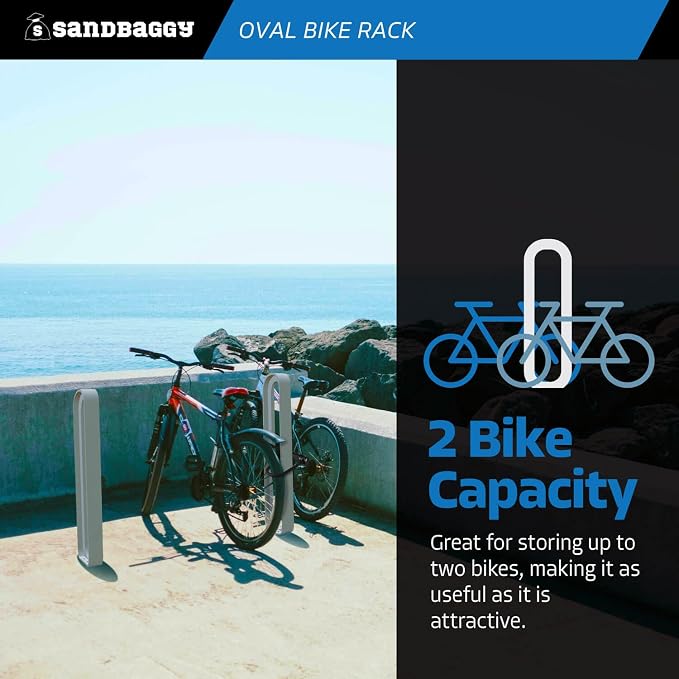 Sandbaggy Modern Commercial Bike Rack | 6.5” x 3” x 35” Oval Design | In-Ground - Image 5