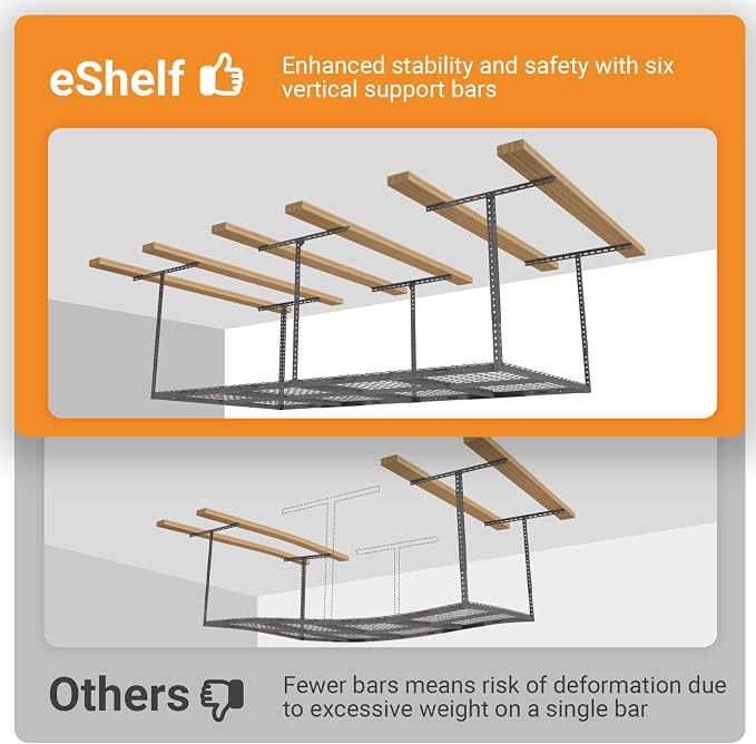 4ftx8ft Overhead Garage Storage Rack, Heavy-Duty Metal Garage Ceiling Storage - Image 5