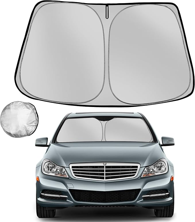 Windshield Sun Shade for 2008-2014 MERC-e-des-Be-nz C-Class w203 Foldable Sun by Fonowka