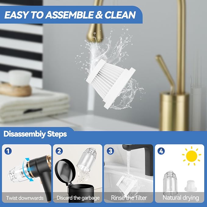 Mini Car Vacuum Portable Cordless Handheld Vacuum Cleaner and Air Duster 2 in 1 - Image 4