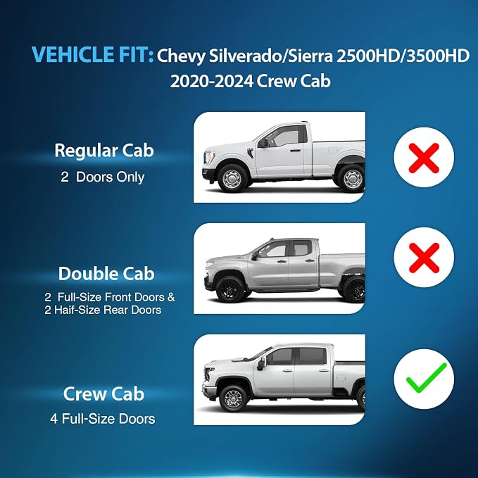Nilight in Channel Rain Guards for Chevy Silverado/Sierra 2500HD/3500HD 2020 - Image 5