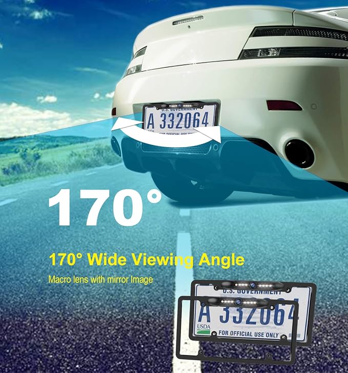 JPP License Plate Backup HD Camera, Rear View Camera 170° Viewing Angle - Image 5