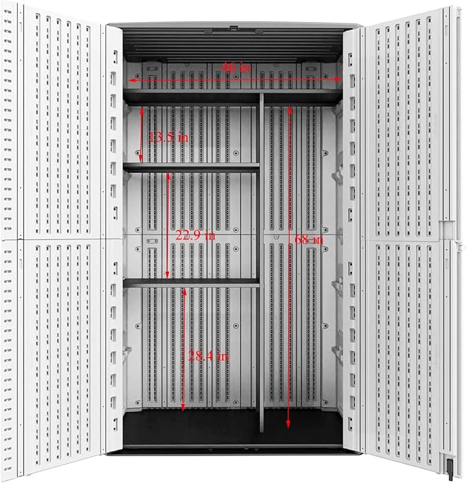 66 Cu.ft Vertical Storage Shed, Waterproof Polyethylene Resin Outdoor Storage - Image 3
