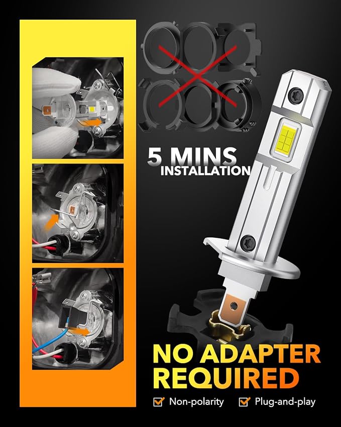 OXILAM H1/H1LL LED Bulbs 30000LM 6500K White Ultra-Bright, 5 Min Quick Install - Image 5