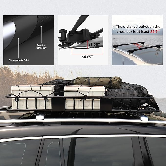 FORWODE Roof Rack Carrier Basket, Rust-Proof Steel Heavy Duty Car Top Luggage - Image 7