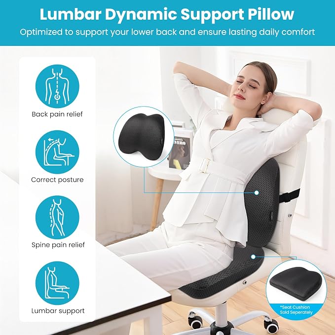 Lumbar Support Pillow Office Chair Car Back Pillow Ergonomic Lower Back Pain - Image 2