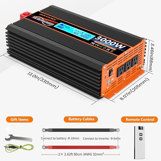 3000 Watt Pure Sine Wave Power Inverter 24V DC to 110V 120V Converter - Image 6