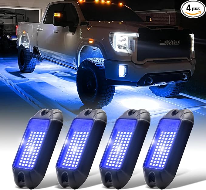 Nicoko 4Pods Pure Blue LED Rock Lights 72w high Power Rock Lights Neon by Nicoko