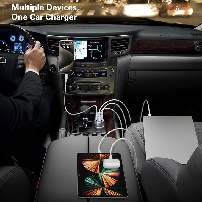 USB C Car Charger, 3 Pack 65W Dual 12V Car Power Adapter - Image 7