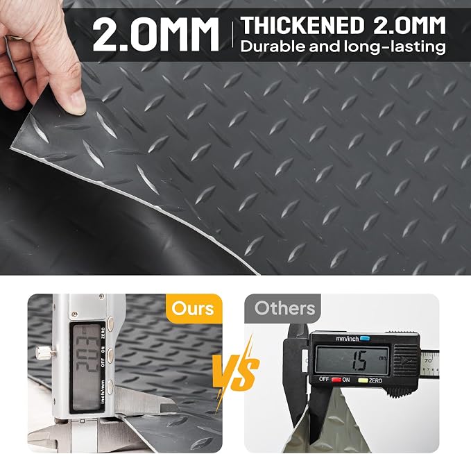 TUFFIOM 7'87'' x 22 FT Garage Floor Mat, Thickened Diamond Plate PVC Garage - Image 7