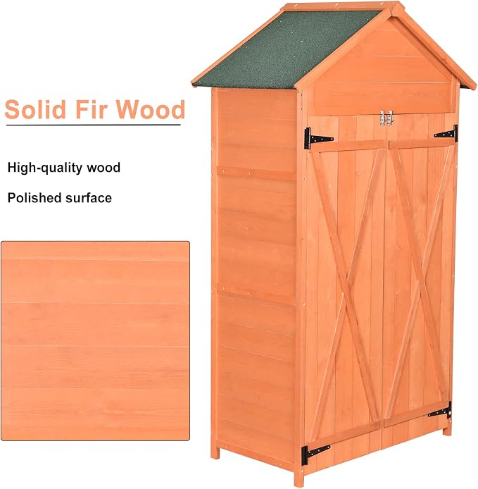 Wooden Tool Shed Large Outdoor Storage Cabinet & Garden Storage Shed - Image 6