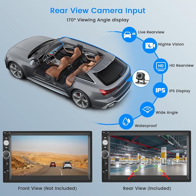 Car Stereo Double Din Wireless Carplay Android Auto, 7 Inch Touchscreen Car - Image 5