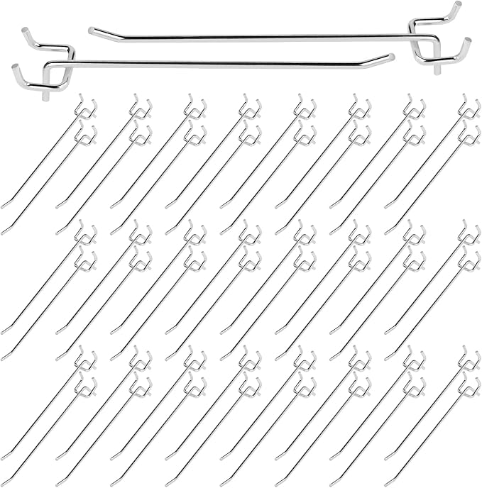 50Pcs 8"/20CM Pegboard Hooks Assortment Set, Metal Peg Board Hooks by Yauhar