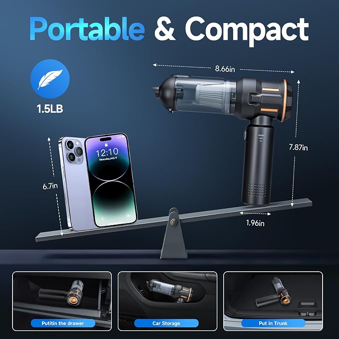 Portable Cordless Mini Car Vacuum Cleaner 16KPa - Image 8