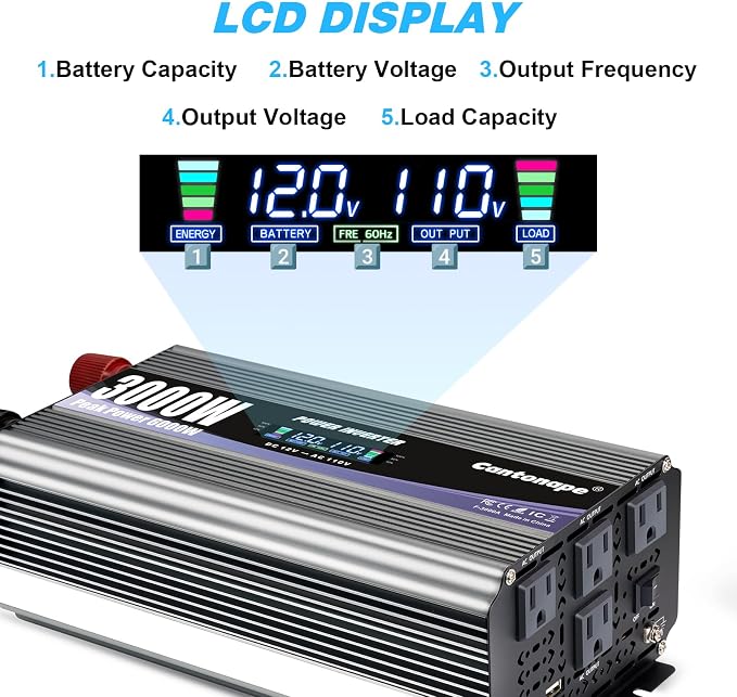 3000W Power Inverter 12V to 110V/120V DC to AC - Image 2