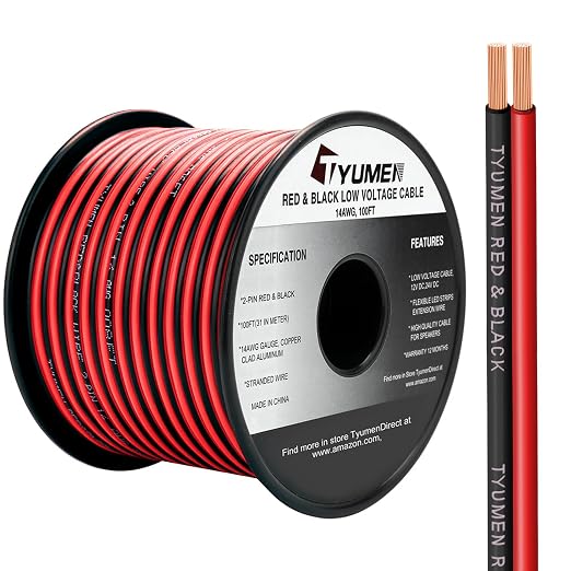 100FT 14/2 Gauge Red Black Cable Hookup Electrical Wire LED Strips Extension by Tyumen