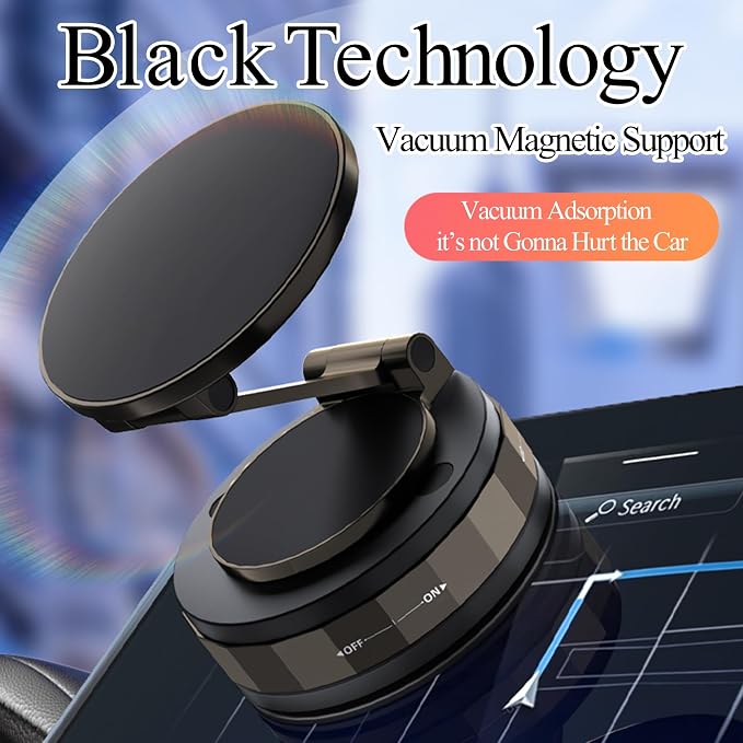 Upgraded Vacuum Magnetic Suction Phone Holder, Foldable 360° Mag Safe Car Mount - Image 2