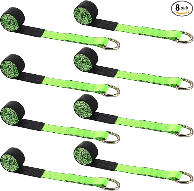 8 Pack 2" X 8ft Tow Truck Straps Lasso Wheel Lift Straps Lasso Tow Strap by Wowangce