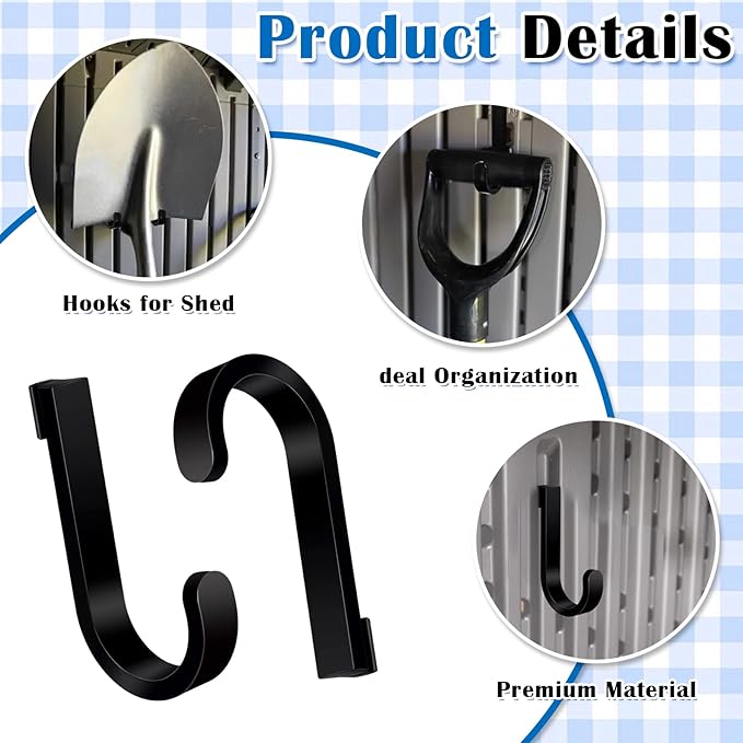 4 Pack Black J Shed Storage Hooks Storage Hooks Compatible - Image 4