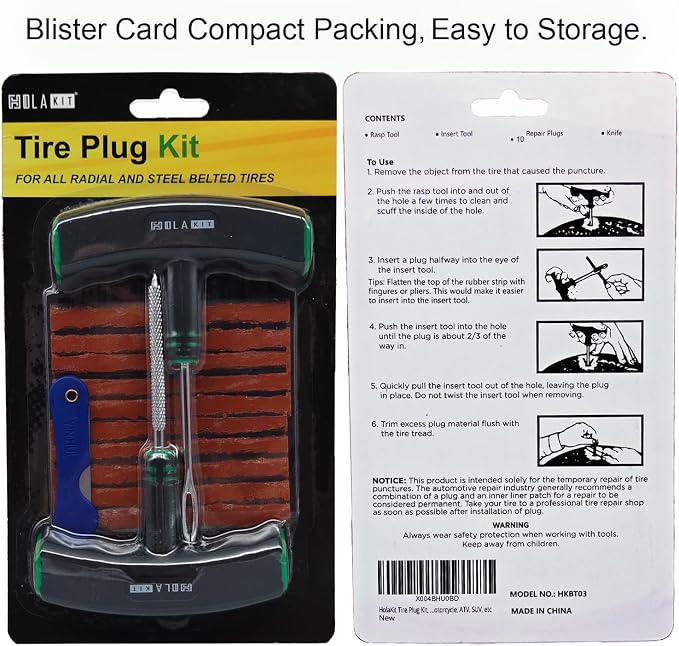 HolaKit Tire Plug Kit, Ergonomic Oversized & Rubber-Grip T-Handle Tools - Image 3