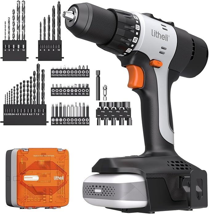 Litheli 20V Cordless Drill Driver Set, Electric Power Drill by Litheli