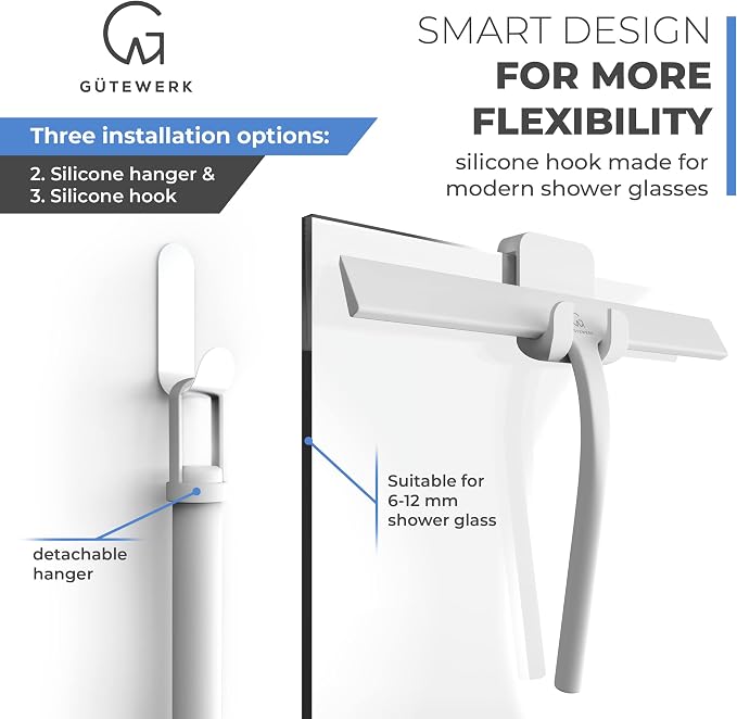 GÜTEWERK Shower Squeegee for Glass Doors, Silicone Window Squeegee, Bathroom - Image 5