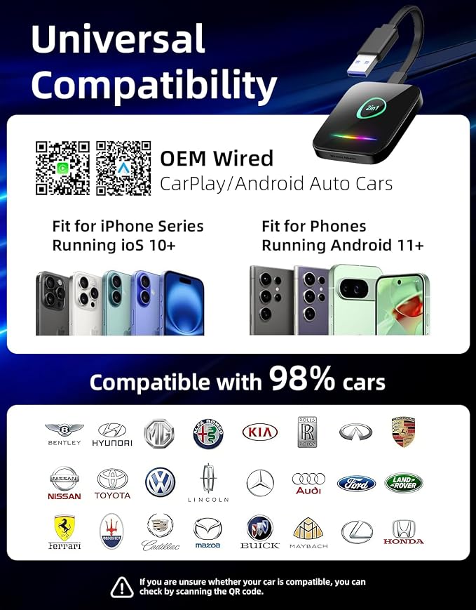 Wireless CarPlay Adapter for Apple iPhone & Android Auto, Plug & Play Dongle - Image 8