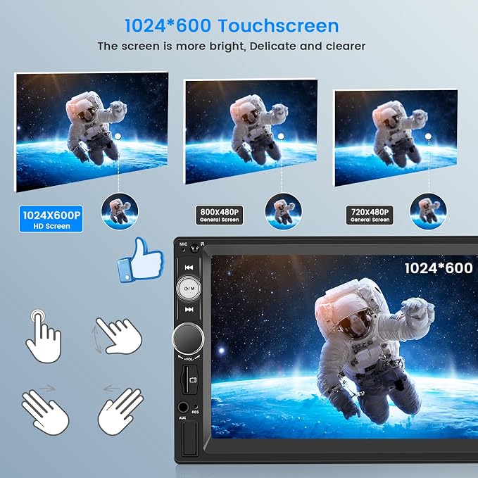 Car Stereo Double Din Wireless Carplay Android Auto, 7 Inch Touchscreen Car - Image 6