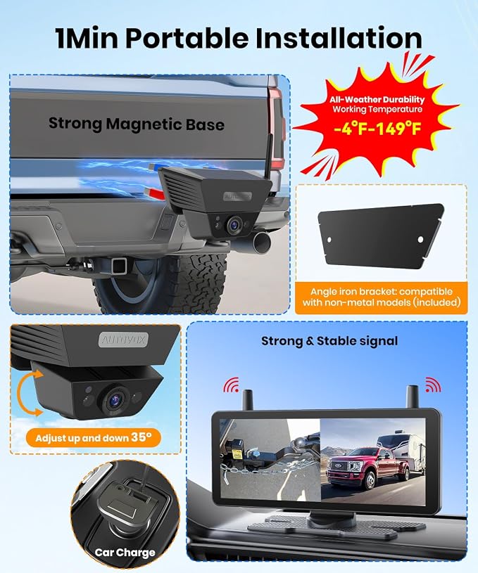 Solar Backup Camera Wireless for RVs and Trailers No-Installation - Image 2