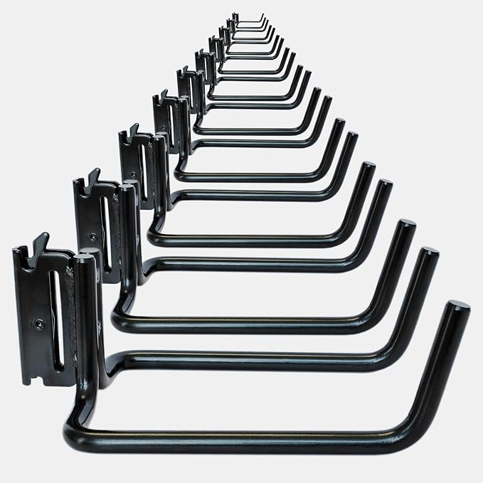 10 Pack E Track Double J Hooks, Heavy Duty Black Large Steel Shovel/Tool Hanger - Image 8