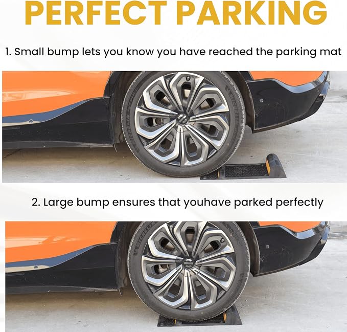 22" x 11.5" Rubber Parking Guide Mat, Heavy-Duty Wheel Stoppers - Image 5