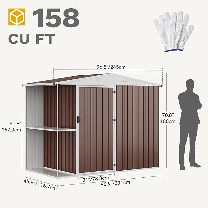 DWVO 8 x 4 ft Outdoor Storage Shed - Image 9