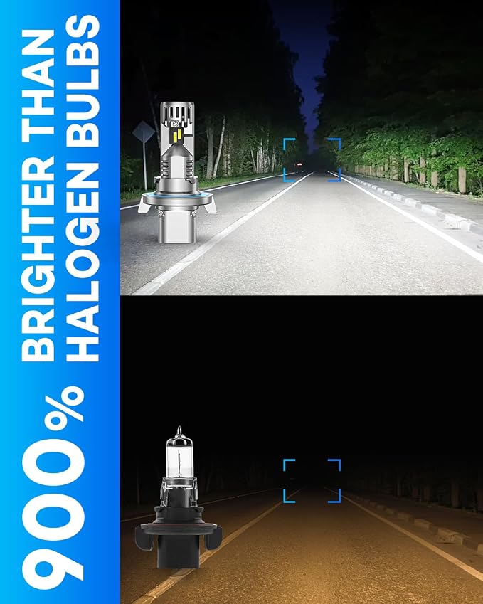H13/9008 LED Bulb, Ultra Brightness, Real 1:1 Size Canbus Ready Wireless Plug - Image 3