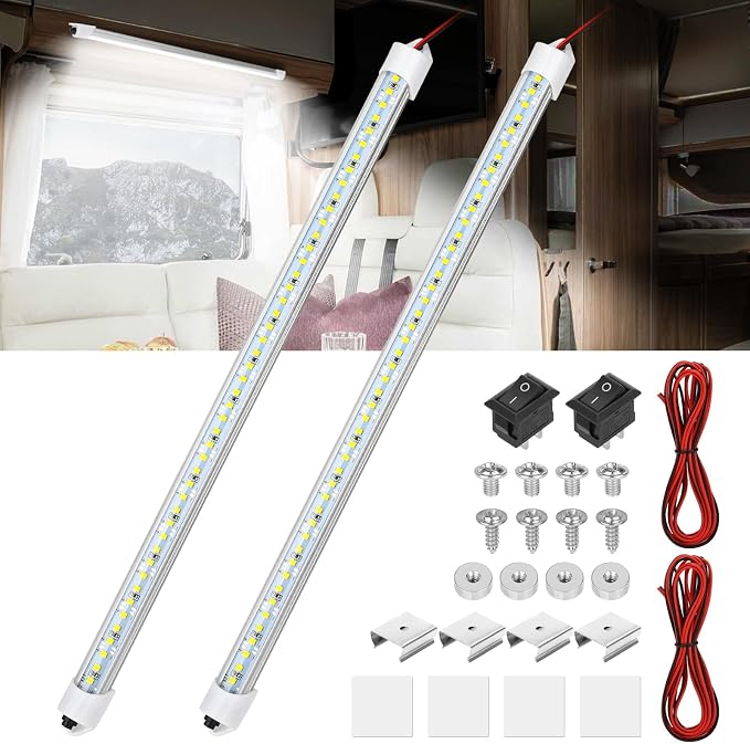 Linkstyle 2PCS 12V Interior LED Light Bar, 48 LEDs Slim Light Strip w/Switch by Linkstyle