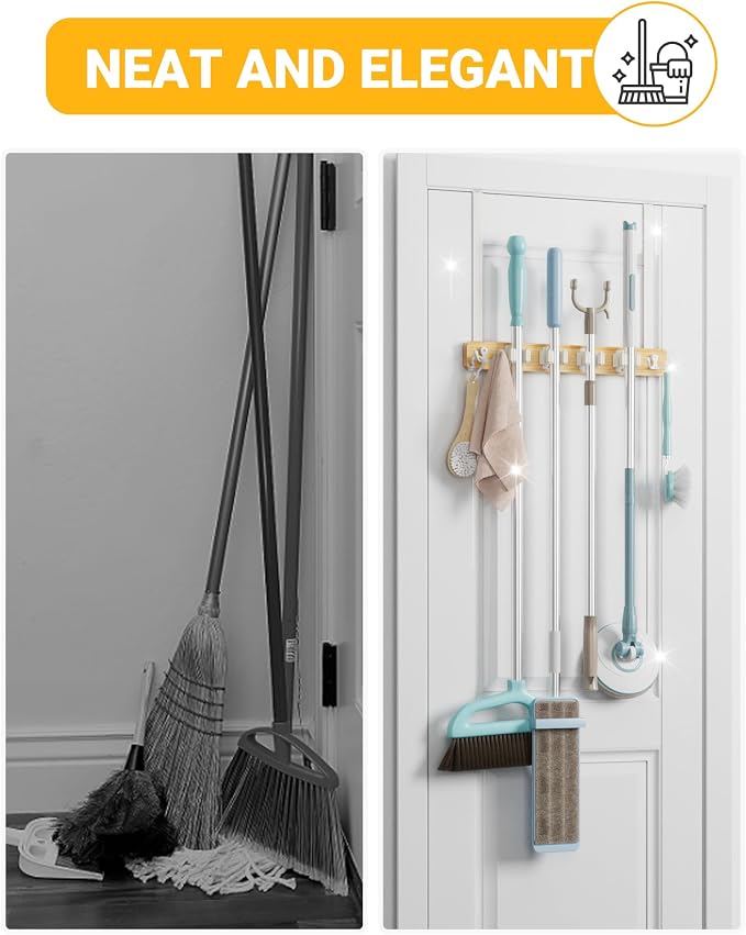 Lorbro Broom Holder Door Mount, Over the Door Broom and Mop Holder - Image 3
