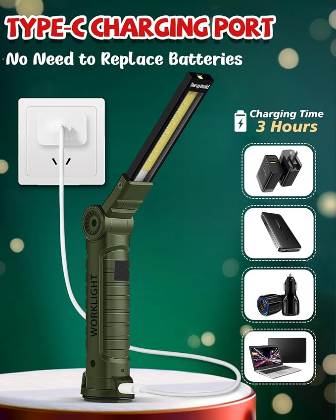 Coquimbo Tool Gifts for Men Him, Rechargeable LED Work Light Grill Light - Image 8
